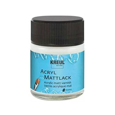 Imagen de KREUL 79403 barniz acrílico mate al agua, vidrio 50 ml, transparente mate, protector y de acabado para pintura bien seca, resistencia limitada a la intemperie, resistente saliva