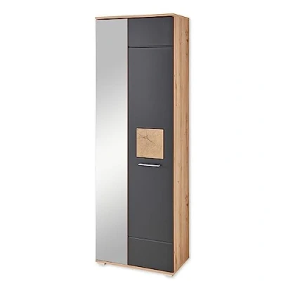Imagen de Stella Trading Fun Pared (Aspecto de Roble Artesano, con Aplicaciones Madera Cerebro, Moderno Armario Mucho Espacio Almacenamiento), Negro, Garderobenschrank
