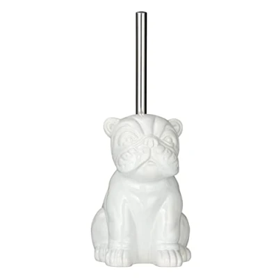 Imagen de WENKO Juego para el WC «Bulldog», escobillero con cepillo de inodoro en forma un perro Bulldog, cerámica, 12 x 19,5 15,5 cm, color blanco