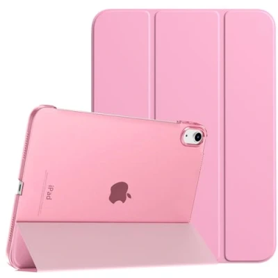 Imagen de TiMOVO Funda para iPad 10ª Generación 2022 10,9 Pulgadas 2022, 10 Generacion Cubierta Ultra Delgada Carcasa Trasera Dura Translúcida con Soporte Trifold, Flor Rosa