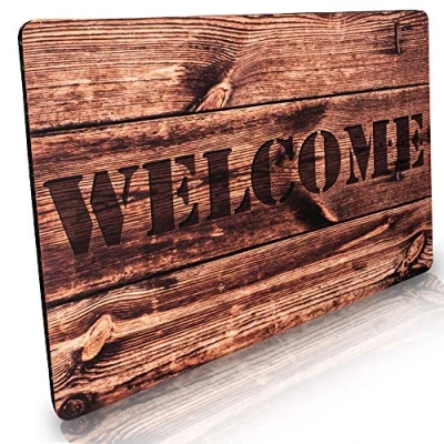 Imagen de Felpudo Entrada casa 50x70cm de Interior y Exterior Plano Antideslizante Diseño Original con Aspecto Madera Welcome Alfombra Lavable para un Calzado Limpio una Moderna