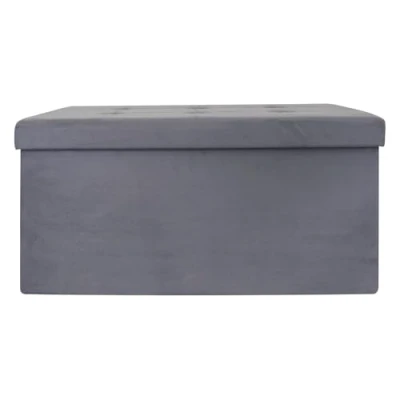 Imagen de The Home Deco FACTORY Factor baúl Banco Plegable poliéster 76, 50 x 37, cm, poliéster, Gris Oscuro, 76,50 37,50 cm