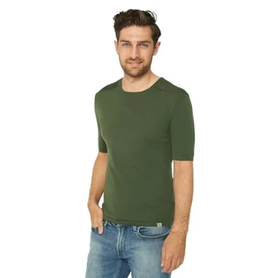 Imagen de DANISH ENDURANCE Camiseta de Manga Corta Lana Merina para Hombre, Ropa Interior Térmica Premium, Verde, XXL