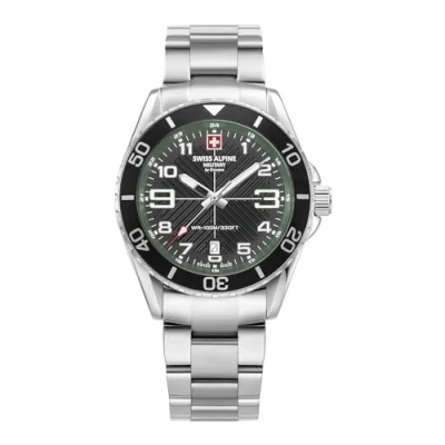 Imagen de Swiss Alpine Military Reloj analógico de cuarzo para hombre 7029.1134SAM acero inoxidable, Acero/Acero/Sw verde 1134sam, Pulsera