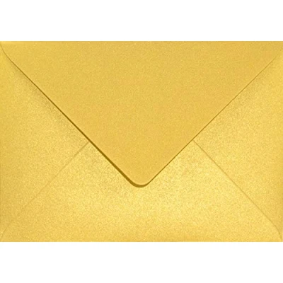 Imagen de Netuno 25 sobres nacarados dorados DIN B6 125x175mm 120g Aster Metallic Cherish con solapa engomada puntiaguda sin ventana para invitaciones boda Navidad bautizo cartas tarjetas fiestas bricolaje