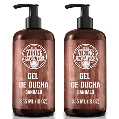 Imagen de Viking Revolution Gel de Ducha Hombre 355 ml (Paquete 2) Detergente Corporal Sandalo, para Hombre, Natural con Vitamina E y Aceita Romero
