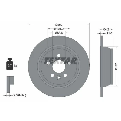 Imagen de TEXTAR PRO 92283003 Disco de freno 302 11 05/06 108 macizo revestido sin perno sujeción rueda, buje rueda LAND ROVER: Freelander 2 SUV
