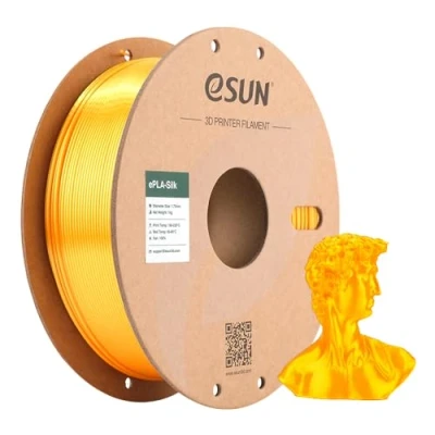 Imagen de eSUN Filamento PLA Seda 1.75mm, Sedoso Brillante Impresora 3D PLA, Precisión Dimensional +/ 0.05mm, 1KG Carrete (2.2 LBS) para de Impresión 3D, Amarillo Oscuro