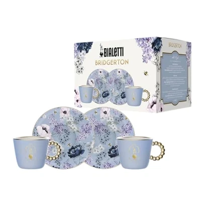 Imagen de Bialetti Juego de 2 tazas y platillos Bridgerton, Porcelana, 80ml