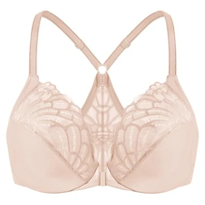 Imagen de MELENECA Sujetador Cierre Delantero Encaje Racerback para Mujer Beige 100B