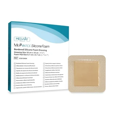 Imagen de MedVanceTM silicona Apósito de espuma adhesiva con borde Tamaño 10 cm x (almohadilla 7 cm), caja 5 apósitos