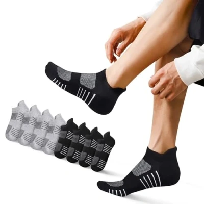 Imagen de EKSHER Calcetines Cortos Hombre Algodon Mujer Negros Running 8 Pares Trail Antideslizantes Antiampollas