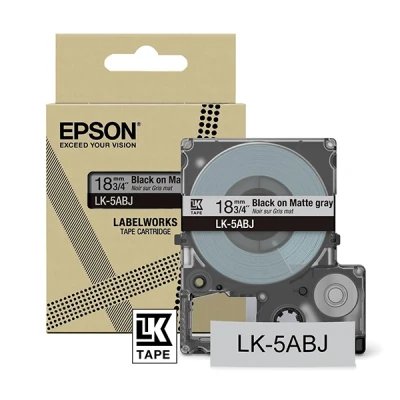 Imagen de Epson LabelWorks LK 5ABJ Cartucho de cinta etiquetado compatible con LW C610 y C410 Gris L mate/Negro 18mm