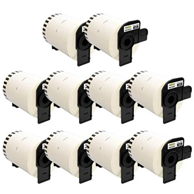 Imagen de Yellow Yeti 10 Rollos DK 22243 Cintas continuas 102mm x 30,48m Etiquetas compatibles para Brother P Touch QL 1050 1050N 1060N 1100 1110NWB