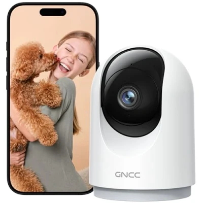 Imagen de GNCC Camara Vigilancia WiFi Interior 360 PTZ 2K Cámara con Seguimiento, para Adecuado Bebés/Mascotas/Familia, Detección de IA, Audio Bidireccional, Visión Nocturna, 2,4GHz
