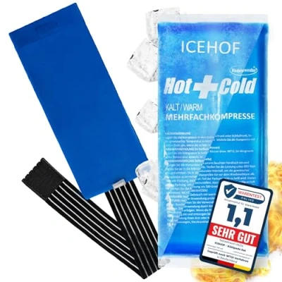 Imagen de ICEHOF Compresa de frío o calor con funda fieltro, suave, larga duración enfriamiento, bolsa gel