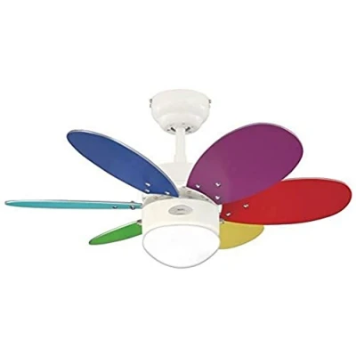 Imagen de 78673 Turbo II One Light Ventilador de techo interior seis palas 76 cm, acabado blanco con vidrio opal esmerilado