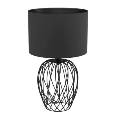 Imagen de Eglo lámpara de sobremesa Nimlet, luz única, skandi, monocromo, iluminación cabecera textil y metal en negro, con interruptor, casquillo E27