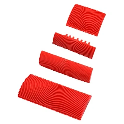 Imagen de QWORK® 4 Piezas Veteador Efecto Madera, Pintura Madera de Goma para Decoración Paredes (Rojo, 7,4/8,7/13/15 cm)