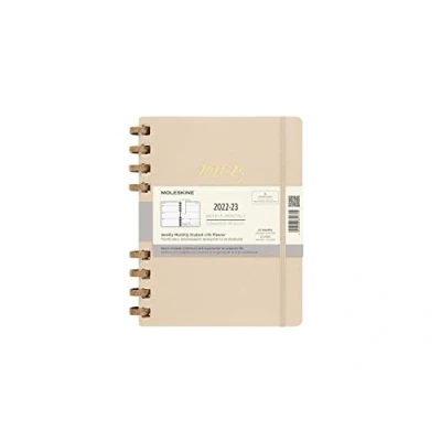Imagen de Moleskine Monthly Planner 2022 2023, Agendas Spiral Academic, Agenda Mensual de 12 Meses con Tapa Dura, Tamaño XL 19 x 25 cm, Remake Sand