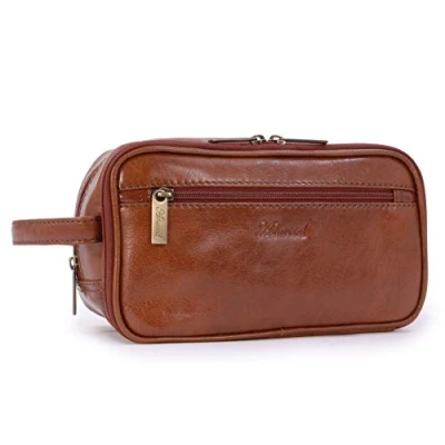 Imagen de ASHWOOD Bolso Neceser / Bolsa de Aseo para Hombre Cuero Castaño Marrón