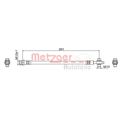 Imagen de METZGER 4111829 Latiguillos de Freno Eje trasero izquierda, trasero, derecha 261 VOLKSWAGEN: Golf 7, SEAT: Leon III Hatchback, SC