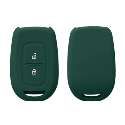 Imagen de kwmobile Funda Compatible con Renault Dacia Llave de Coche Control Remoto 2 Botones Carcasa Protectora Silicona para Case en Verde Bosque