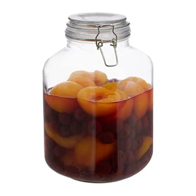 Imagen de relaxdays Tarro hermético, para conservas, con tapón, Anillo de Goma, Frasco Cocina, XXL, 3L, Transparente