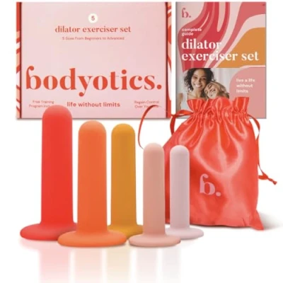 Imagen de Juego de dilatadores silicona Bodyotics para la relajación del suelo pélvico Kit 5 piezas con bolsa transporte e instrucciones Calor suave intimidad y el bienestar
