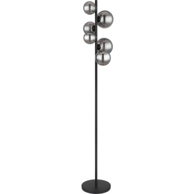 Imagen de Globo Lámpara de pie Riha, altura 155 cm, negro/color humo, 6 luces.