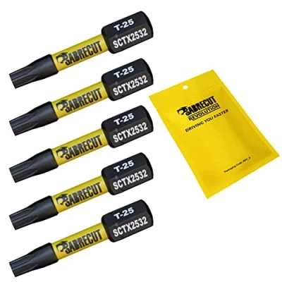 Imagen de 5 x SabreCut SCTX2532_5 32 mm T25 TX25 Juego de puntas destornillador impacto magnético Torx Heavy Duty Compatible con Dewalt Milwaukee Bosch Makita y más
