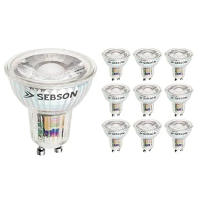 Imagen de SEBSON Bombilla LED GU10 5W Equivalente a 50W 380 Lúmenes Blanco Cálido 3000K No Regulable Angulo de Haz 36 Spot 230V Juego 10