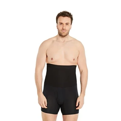 Imagen de FINN Faja Reductora para Hombres con Efecto Reductor de Abdomen Boxer compresión Cintura Alta Calzoncillos moldeadores algodón un más Plano Negro 3XL