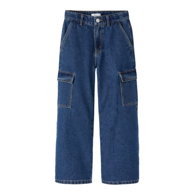 Imagen de Name it Nkfrose WIDE Jeans Vaqueros rectos para niños, Talla: 13a, Dark blue denim