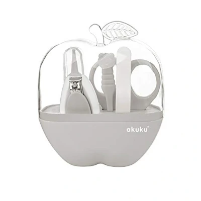 Imagen de AKUKU set de cuidado uñas para bebés recién nacidos, color azul, 5 piezas, manzana&quot;, kit niñas y niños, básico equipamiento (gris)