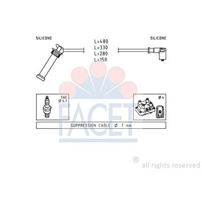 Imagen de FACET 4.9614 Juego de Cables Encendido Made in Italy OE Equivalent
