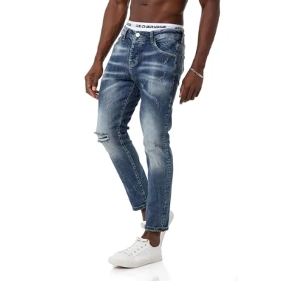 Imagen de Red Bridge Pantalones vaqueros para hombre, aspecto desgastado, azul, 30W x 34L