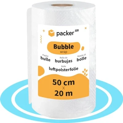 Imagen de packer PRO Rollo Plastico Burbujas Embalaje, 50cm Ancho y 20m longitud. Papel burbuja ideal para Mudanzas, Embalajes Envíos