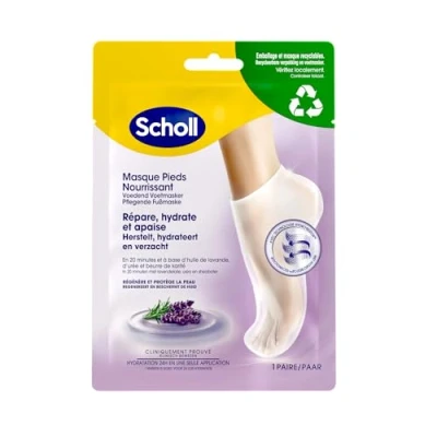 Imagen de Scholl Mascarilla para Pies Crema Lavanda Nutritiva Y Relajante Cuidado Experto 1 par