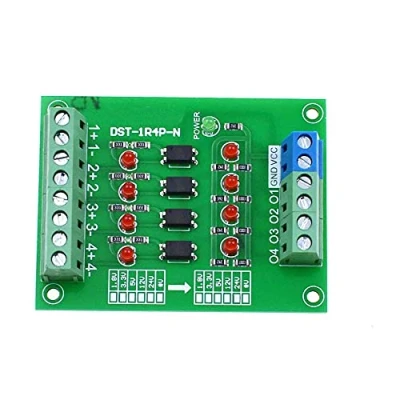 Imagen de Reland Sun NPN salida optoacoplador de cuatro vías aislamiento PLC nivel voltaje placa conversión 1.8V 3.3V 5V 12V 24V Transmisión unidireccional (5V a 12V)