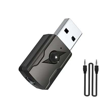 Imagen de Adaptador USB Bluetooth 5.0,USB Transmisor de Audio 5.0 Receptor con Cable 3.5 mm para PC/TV/COCHE/Altavoces/MP3/Sistema doméstico/Auriculares