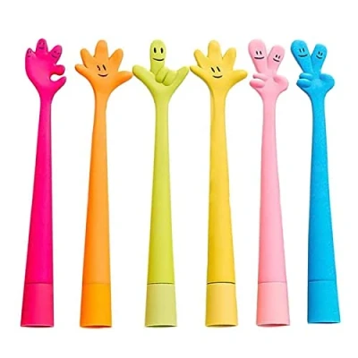 Imagen de 6Pcs Bolígrafos Creativo con Forma de Dedo, Bolígrafo Flexible Silicona, Bolis Dibujos Animados Set, Divertidos para Estudiante Niños Regalo Cumpleaños, Material Escolar y Papeleria