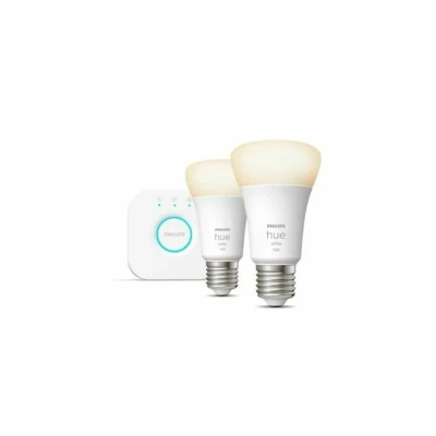 Imagen de Kit Bombillas Bluetooth Inicio Hue Bridge + 2 inteligentes E27 Philips Hue, 9.5W 1100 lm, Luz Cálida regulable