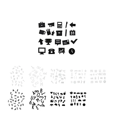 Imagen de Design Letters Iconos de Oficina para Tablero Letras 20 Piezas (Negro) una dimensión lúdica el Cartas, diseño Borde nítido los íconos asegura Apariencia gráfica