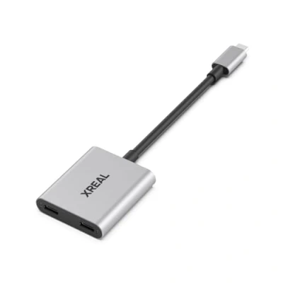 Imagen de XREAL Hub, Power and Play Adaptador, Alimenta AR Gafas Mientras Carga su Dispositivo Fuente, como Steam Deck, ROG Ally, Switch, iPhone 15 o Teléfono Android, Soporta 45W Rápida y 120Hz