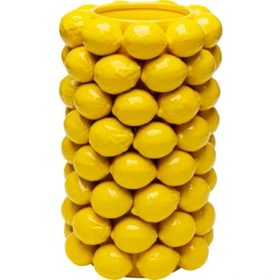 Imagen de Kare Jarrón de diseño, diseño limón, Porcelana, Hecho a Mano, único, 43 cm Alto, Color Amarillo
