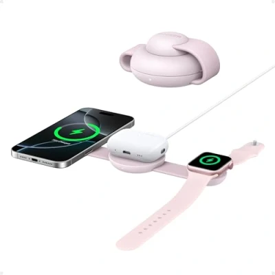 Imagen de Anker Estación de Carga Inalámbrica 3 en 1 Compatible con MagSafe, Cargador MagGo 15 W Certificación Qi2, Base Plegable Viaje para iPhone 16/15/14 Series, AirPods, Apple Watch y Más