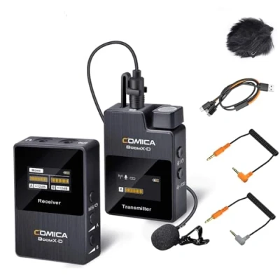 Imagen de comica micrófono inalámbrico Corbata Sistema de BoomX D1 2.4G con 1 transmisor y Receptor, Micro Lav para cámara Smartphone Entrevista Podcast Youtube Facebook Live Team