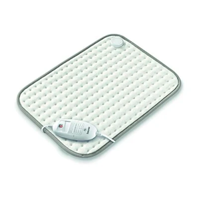 Imagen de Beurer HKM100 Almohadilla eléctrica térmica, transpirable, tacto suave, calentamiento ultrarápido, función apagado automático 90 minutos, lavable, 3 potencias, display iluminado, 40 x 33 cm, blanca borde blanco