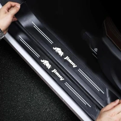 Imagen de RIDGOEL 4 Piezas Decoración para Estribos de Coche, Suzuki Jimny Protector Umbral Puerta Coche Fibra Carbono Película Protectora Pintura Pegatina B